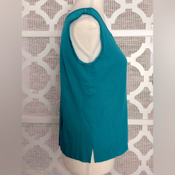 Ming Wang Turquoise Sleeveless Tank Top Medium Knit Aqua Blue Designer Sweater - Picture 8 of 10